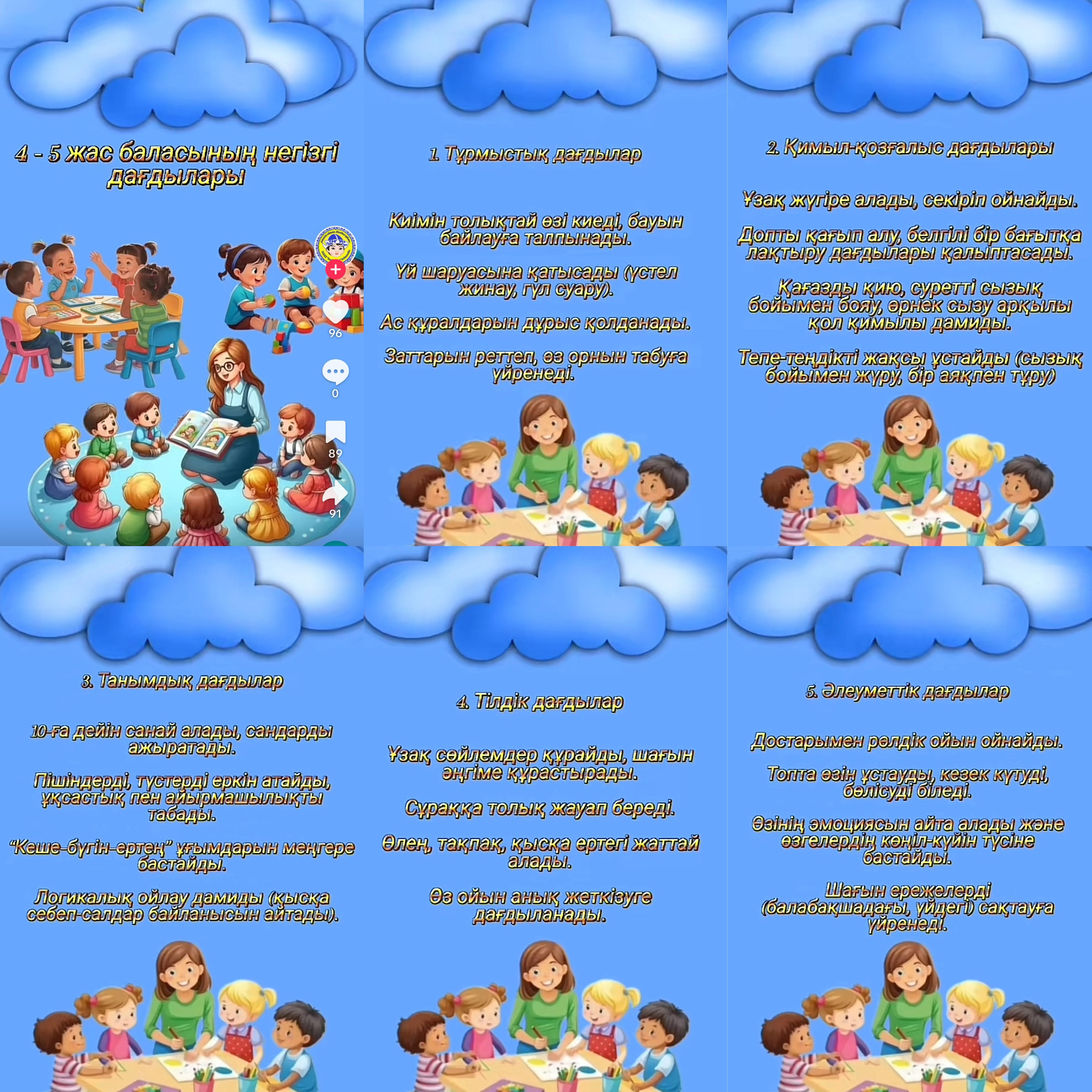 4-5 жастағы балалардың негізгі дағдылары